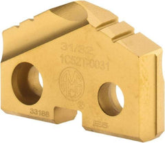 Allied Machine and Engineering - 31/32" Diam x 3/16" Thick, Seat Code 2, 132° Included Angle Spade Drill Insert - TiN Coated, Carbide, Grade P40, Series T-A - Apex Tool & Supply