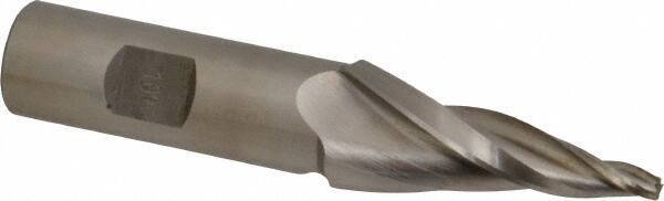 Made in USA - 10° Taper Angle per Side, 5/32" Small End Diam, 2" LOC, High Speed Steel 3 Flute Tapered Square End Mill - 4-1/4" OAL, 3/4" Shank Diam - Apex Tool & Supply