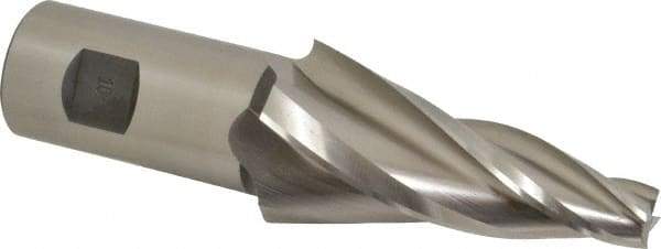 Made in USA - 10° Taper Angle per Side, 1/2" Small End Diam, 3-1/4" LOC, High Speed Steel 4 Flute Tapered Square End Mill - 5-3/4" OAL, 1-1/4" Shank Diam, Spiral Flute - Apex Tool & Supply