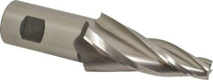 Made in USA - 10° Taper Angle per Side, 1/2" Small End Diam, 3-1/4" LOC, High Speed Steel 4 Flute Tapered Square End Mill - 5-3/4" OAL, 1-1/4" Shank Diam, Spiral Flute - Apex Tool & Supply