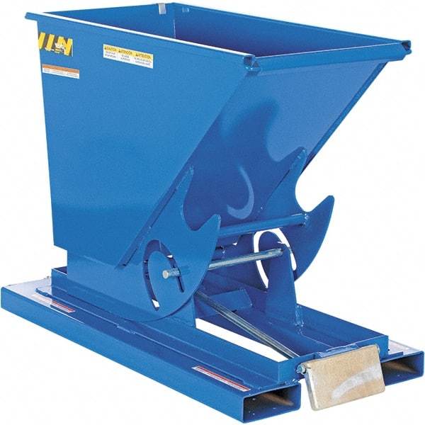 Vestil - 6,000 Lb Load Capacity, 1/3 Cu Yd, Steel Self-Dumping Hopper - 26" Wide x 51-7/8" Long x 38-1/16" High, Powder Coat Blue - Apex Tool & Supply
