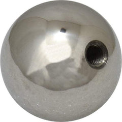 Gibraltar - 10-32 Thread, 1" Diam, Threaded Hole Ball Knob - Natural, Stainless Steel, Smooth Grip, 3/8" Hole Depth - Apex Tool & Supply