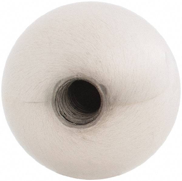 Gibraltar - 1/4-20 Thread, 1" Diam, Threaded Hole Ball Knob - Natural, Stainless Steel, Smooth Grip, 1/2" Hole Depth - Apex Tool & Supply