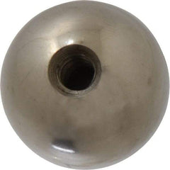 Gibraltar - 1/4-28 Thread, 1" Diam, Threaded Hole Ball Knob - Natural, Stainless Steel, Smooth Grip, 1/2" Hole Depth - Apex Tool & Supply