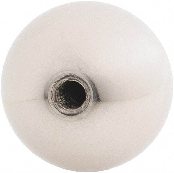 Gibraltar - 1/4-28 Thread, 1.38" Diam, Threaded Hole Ball Knob - Natural, Stainless Steel, Smooth Grip, 5/8" Hole Depth - Apex Tool & Supply