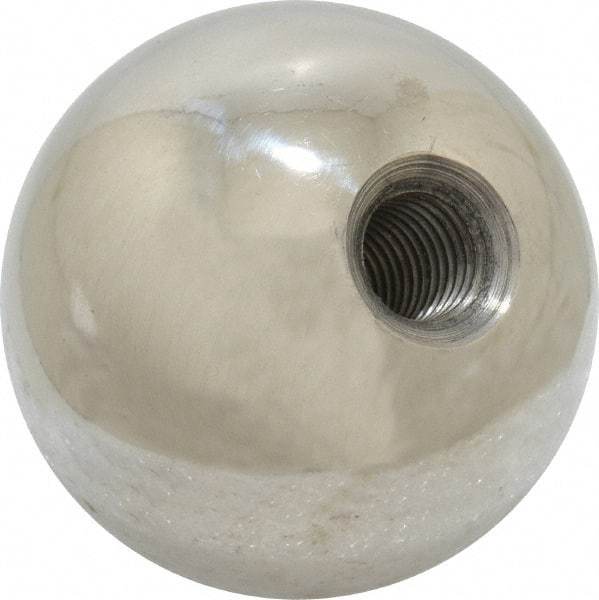 Gibraltar - 5/16-24 Thread, 1.38" Diam, Threaded Hole Ball Knob - Natural, Stainless Steel, Smooth Grip, 5/8" Hole Depth - Apex Tool & Supply
