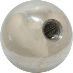 Gibraltar - 5/16-24 Thread, 1.38" Diam, Threaded Hole Ball Knob - Natural, Stainless Steel, Smooth Grip, 5/8" Hole Depth - Apex Tool & Supply