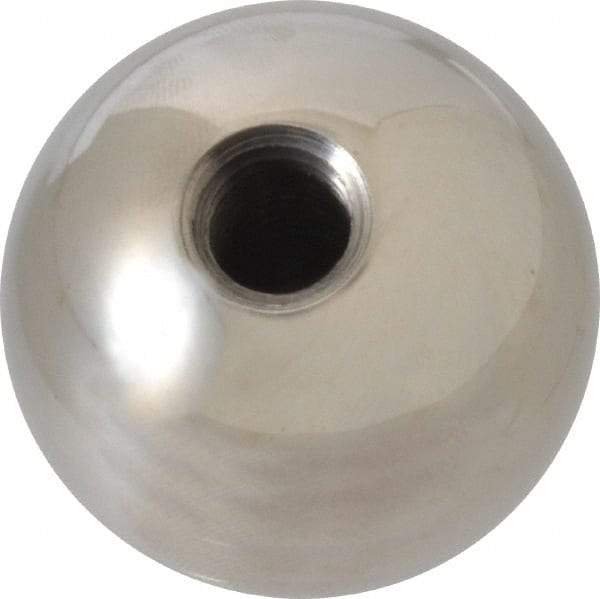 Gibraltar - 3/8-16 Thread, 1.38" Diam, Threaded Hole Ball Knob - Natural, Stainless Steel, Smooth Grip, 5/8" Hole Depth - Apex Tool & Supply