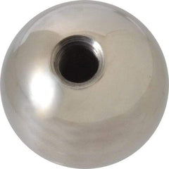 Gibraltar - 3/8-16 Thread, 1.38" Diam, Threaded Hole Ball Knob - Natural, Stainless Steel, Smooth Grip, 5/8" Hole Depth - Apex Tool & Supply