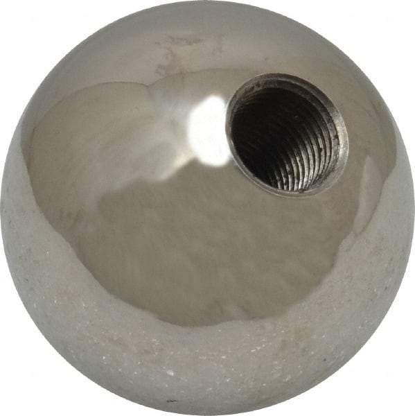 Gibraltar - 3/8-24 Thread, 1.38" Diam, Threaded Hole Ball Knob - Natural, Stainless Steel, Smooth Grip, 5/8" Hole Depth - Apex Tool & Supply