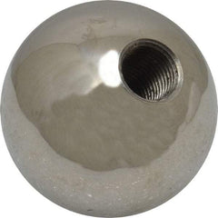 Gibraltar - 3/8-24 Thread, 1.38" Diam, Threaded Hole Ball Knob - Natural, Stainless Steel, Smooth Grip, 5/8" Hole Depth - Apex Tool & Supply