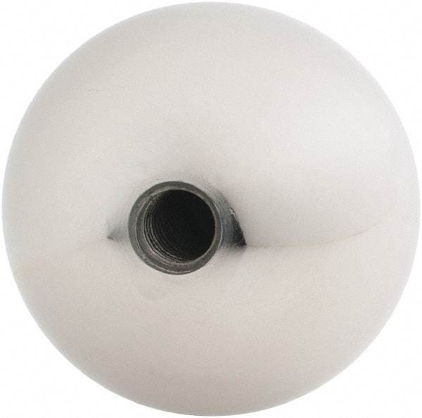 Gibraltar - 3/8-16 Thread, 1.88" Diam, Threaded Hole Ball Knob - Natural, Stainless Steel, Smooth Grip, 3/4" Hole Depth - Apex Tool & Supply