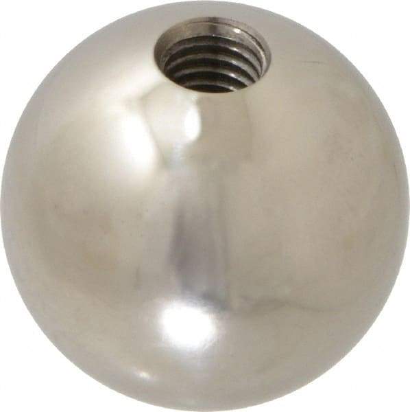 Gibraltar - 1/2-13 Thread, 1.88" Diam, Threaded Hole Ball Knob - Natural, Stainless Steel, Smooth Grip, 3/4" Hole Depth - Apex Tool & Supply