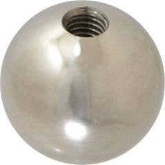 Gibraltar - 1/2-13 Thread, 1.88" Diam, Threaded Hole Ball Knob - Natural, Stainless Steel, Smooth Grip, 3/4" Hole Depth - Apex Tool & Supply