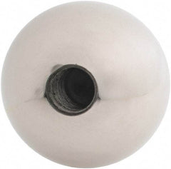 Gibraltar - 1/2-20 Thread, 1.88" Diam, Threaded Hole Ball Knob - Natural, Stainless Steel, Smooth Grip, 3/4" Hole Depth - Apex Tool & Supply