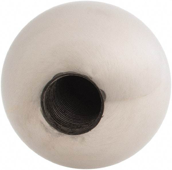 Gibraltar - 5/8-18 Thread, 1.88" Diam, Threaded Hole Ball Knob - Natural, Stainless Steel, Smooth Grip, 3/4" Hole Depth - Apex Tool & Supply