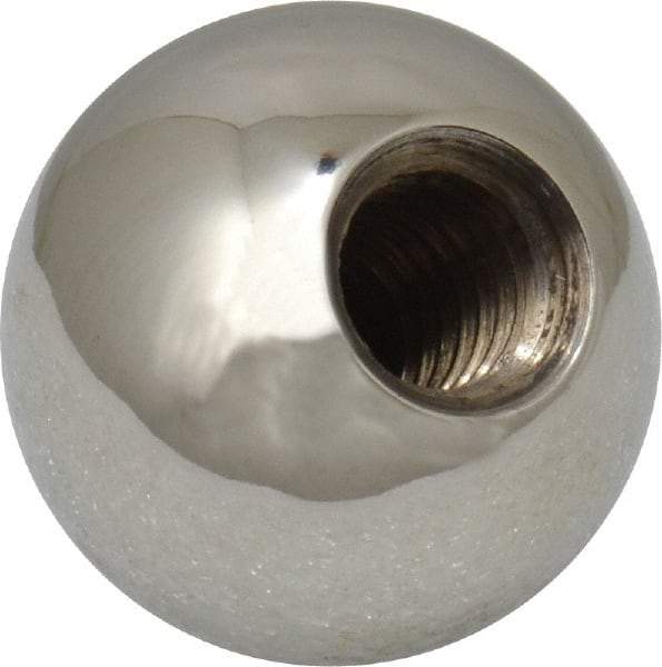 Gibraltar - 3/8-16 Thread, 1" Diam, Threaded Hole Ball Knob - Natural, Stainless Steel, Smooth Grip, 1/2" Hole Depth - Apex Tool & Supply