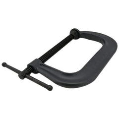 Hargrave - Regular-Duty 4" Max Opening, 2-3/4" Throat Depth, Forged Steel Standard C-Clamp - 6,200 Lb Capacity, 0" Min Opening, Extra Deep Throat - Apex Tool & Supply