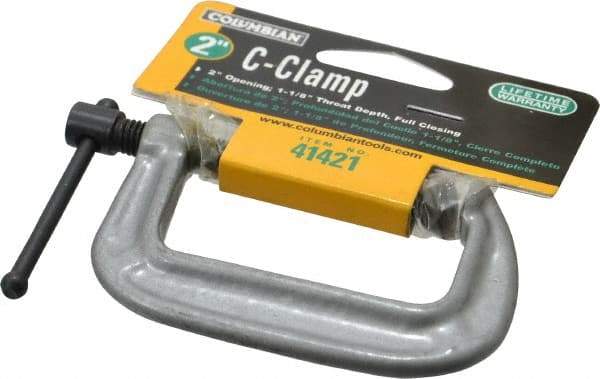 Wilton - Light-Duty 2" Max Opening, 1-1/8" Throat Depth, Ductile Iron Standard C-Clamp - 800 Lb Capacity, 0" Min Opening, Standard Throat Depth - Apex Tool & Supply