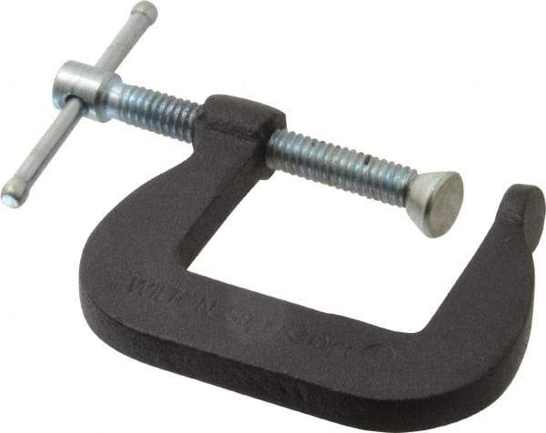 Wilton - Light-Duty 1-1/4" Max Opening, 1-1/4" Throat Depth, Forged Steel Standard C-Clamp - 800 Lb Capacity, 0" Min Opening, Standard Throat Depth, Steel Screw - Apex Tool & Supply