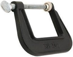 Wilton - Light-Duty 1-1/4" Max Opening, 1-1/4" Throat Depth, Ductile Iron Standard C-Clamp - 450 Lb Capacity, 0" Min Opening, Standard Throat Depth, Steel Screw - Apex Tool & Supply