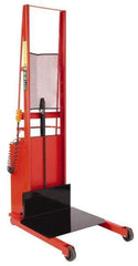 Wesco Industrial Products - 1,000 Lb Capacity, 60" Lift Height, Battery Powered Stacker - 5-3/4" Lowered Height, 15" Load Center, 24" Fork Length, 24" Overall Width - Apex Tool & Supply