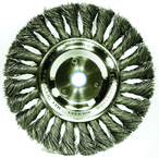 8" - Diameter Standard Twist Knot Wire Wheel; .014" Steel Fill; 3/4" Arbor Hole - Apex Tool & Supply