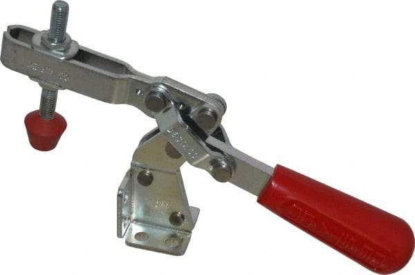 De-Sta-Co - 375 Lb Holding Capacity, Vertical Handle, Manual Hold Down Toggle Clamp - 60° Handle Movement, 185° Bar Opening, U-Bar, Flanged Base, Electro-Plated Zinc, Carbon Steel - Apex Tool & Supply
