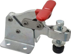 De-Sta-Co - 750 Lb Holding Capacity, Horizontal Handle, Manual Hold Down Toggle Clamp - 168° Handle Movement, 90° Bar Opening, U-Bar, Flanged Base, Electro-Plated Zinc, Carbon Steel - Apex Tool & Supply