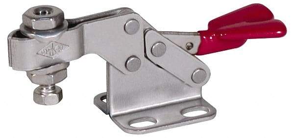 De-Sta-Co - 850 Lb Holding Capacity, Horizontal Handle, Manual Hold Down Toggle Clamp - 59° Handle Movement, 93° Bar Opening, U-Bar, Flanged Base, Electro-Plated Zinc, Stainless Steel - Apex Tool & Supply