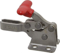 De-Sta-Co - 200 Lb Holding Capacity, Horizontal Handle, Manual Hold Down Toggle Clamp - 170° Handle Movement, 90° Bar Opening, U-Bar, Flanged Base, Electro-Plated Zinc, Stainless Steel - Apex Tool & Supply