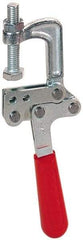De-Sta-Co - 3558.58 N Load Capacity, 1.25" Throat Depth, 8.28" OAL, Stainless Steel, C Style Plier Clamp - 1.78" Max Jaw Capacity, 1/2-13 Spindle, 2.94" Open Throat Height, Red Handle, Spindle End - Apex Tool & Supply