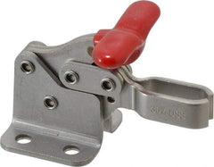 De-Sta-Co - 350 Lb Holding Capacity, Horizontal Handle, Manual Hold Down Toggle Clamp - 173° Handle Movement, 92° Bar Opening, U-Bar, Flanged Base, Electro-Plated Zinc, Stainless Steel - Apex Tool & Supply