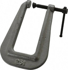 Wilton - Light-Duty 1" Max Opening, 3" Throat Depth, Ductile Iron Standard C-Clamp - 350 Lb Capacity, 0" Min Opening, Deep Throat - Apex Tool & Supply
