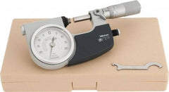 Mitutoyo - 0 to 1 Inch Range, 0.0001 Inch Graduation, Mechanical Indicating Micrometer - Accurate to 0.0001 Inch, Carbide-Tipped Measuring Face, Includes Fitted Plastic Case - Apex Tool & Supply