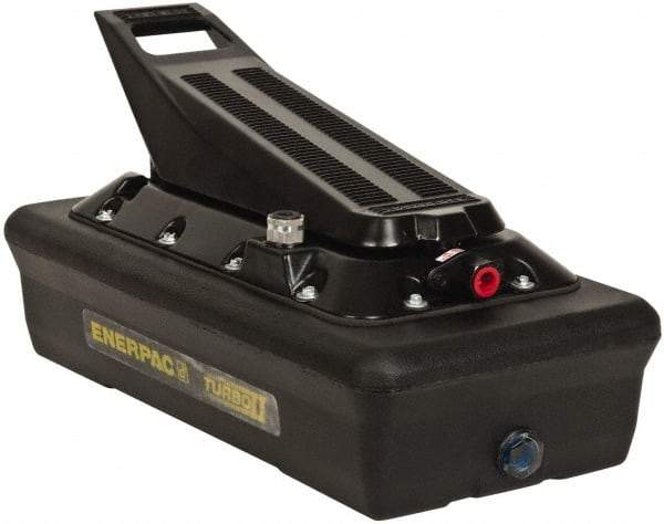 Enerpac - 10,000 psi Air-Hydraulic Pump & Jack - 230 Cu In Oil Capacity, Use with Single Acting Cylinders, Advance, Hold & Retract - Apex Tool & Supply