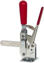 De-Sta-Co - 750 Lb Holding Capacity, Vertical Handle, Manual Hold Down Toggle Clamp - 58° Handle Movement, 103° Bar Opening, Solid Bar, Flanged Base, Electro-Plated Zinc, Carbon Steel - Apex Tool & Supply