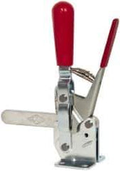 De-Sta-Co - 750 Lb Holding Capacity, Vertical Handle, Manual Hold Down Toggle Clamp - 58° Handle Movement, 103° Bar Opening, Solid Bar, Flanged Base, Electro-Plated Zinc, Carbon Steel - Apex Tool & Supply