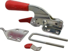 De-Sta-Co - 720 Lb Capacity, Horizontal, U Hook, Flanged Base, Carbon Steel Pull Action Latch Clamp - 1-3/4" Drawing Movement, 6.07" OAL, Threaded U Hook, Straight Handle - Apex Tool & Supply