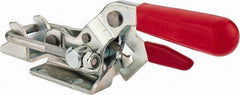 De-Sta-Co - 2,000 Lb Capacity, Horizontal, U Hook, Flanged Base, Carbon Steel Pull Action Latch Clamp - 2-1/2" Drawing Movement, 8.2" OAL, Threaded U Hook, Straight Handle - Apex Tool & Supply