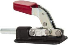 De-Sta-Co - 2,500 Lb Load Capacity, Flanged Base, Carbon Steel, Standard Straight Line Action Clamp - 6 Mounting Holes, 0.34" Mounting Hole Diam, 0.62" Plunger Diam, Straight Handle - Apex Tool & Supply