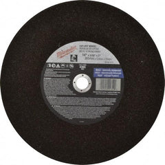 Milwaukee Tool - 14" 36 Grit Aluminum Oxide Cutoff Wheel - 3/32" Thick, 1" Arbor, 4,365 Max RPM, Use with Angle Grinders - Apex Tool & Supply