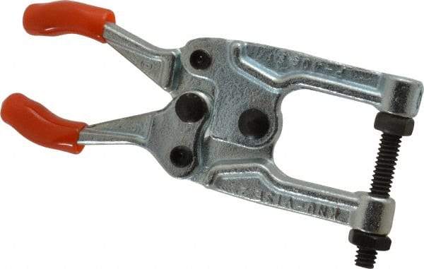 Lapeer - 181.44 Kg Load Capacity, 1-3/16" Throat Depth, 4-3/4" OAL, Carbon Steel, C Style Plier Clamp - 31/32" Max Jaw Capacity, 1/4-20 Spindle, 0.97" Open Throat Height, Orange Handle, Spindle End - Apex Tool & Supply