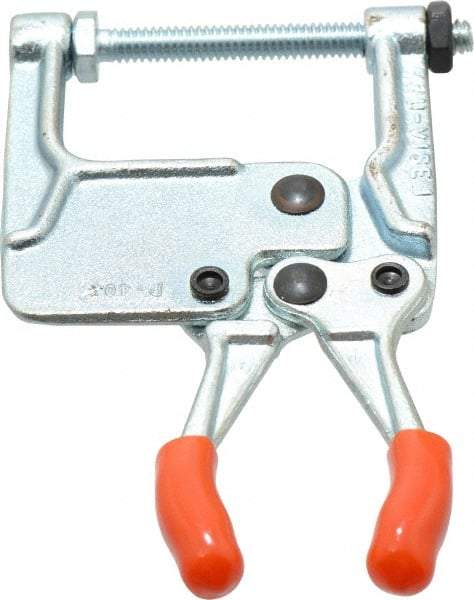 Lapeer - 181.44 Kg Load Capacity, 1-3/16" Throat Depth, 4-3/4" OAL, Carbon Steel, C Style Plier Clamp - 1-15/16" Max Jaw Capacity, 1/4-20 Spindle, 1.94" Open Throat Height, Orange Handle, Spindle End - Apex Tool & Supply
