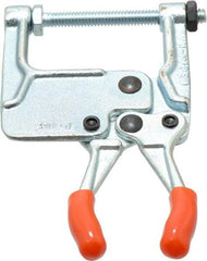 Lapeer - 181.44 Kg Load Capacity, 1-3/16" Throat Depth, 4-3/4" OAL, Carbon Steel, C Style Plier Clamp - 1-15/16" Max Jaw Capacity, 1/4-20 Spindle, 1.94" Open Throat Height, Orange Handle, Spindle End - Apex Tool & Supply