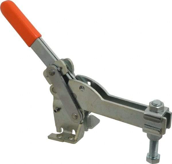 Lapeer - 800 Lb Holding Capacity, Vertical Handle, Manual Hold Down Toggle Clamp - 150° Handle Movement, 115° Bar Opening, U-Bar, Flanged Base, Carbon Steel - Apex Tool & Supply