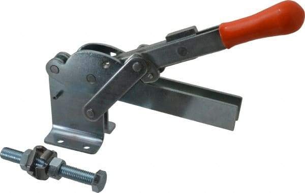 Lapeer - 1,200 Lb Holding Capacity, Vertical Handle, Manual Hold Down Toggle Clamp - 155° Handle Movement, 110° Bar Opening, U-Bar, Flanged Base, Carbon Steel - Apex Tool & Supply