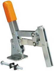Lapeer - 400 Lb Holding Capacity, Vertical Handle, Manual Hold Down Toggle Clamp - 65° Handle Movement, 120° Bar Opening, U-Bar, Flanged Base, Carbon Steel - Apex Tool & Supply