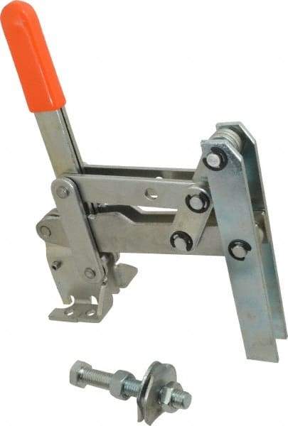 Lapeer - 800 Lb Holding Capacity, Vertical Handle, Manual Hold Down Toggle Clamp - 149° Handle Movement, 118° Bar Opening, U-Bar, Flanged Base, Carbon Steel - Apex Tool & Supply