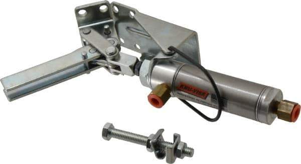 Lapeer - 100 Lb Inner Hold Capacity, Horiz Mount, Air Power Hold-Down Toggle Clamp - 1/8 NPTF Port, 110° Bar Opening, 1-3/8" Height Under Bar - Apex Tool & Supply